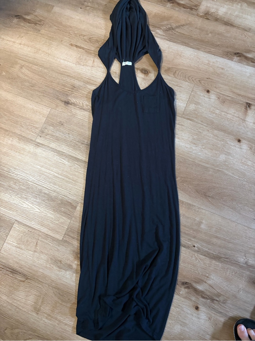Women's Black Sleeveless Hooded Maxi Dress
